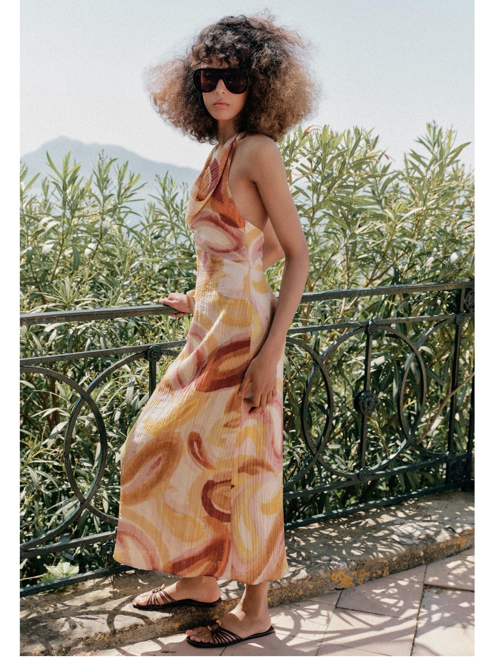 Zara Multicolored Printed With Combination Back Midi Dress - Picture 5 of 10